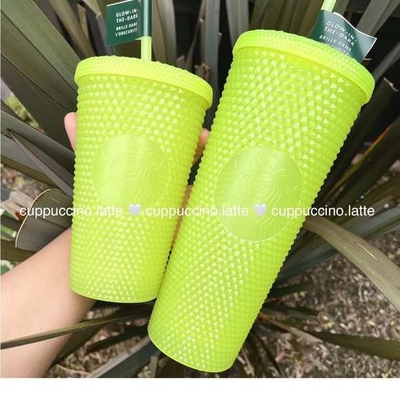 NWT SET Starbucks ‘Lemongrass Glow in The Dark Bling’ Studded Tumblers. - Picture 2 of 6